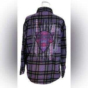 Disney Marvel Black Panther Wakanda Forever Women’s Plaid Button Up (Sz S)